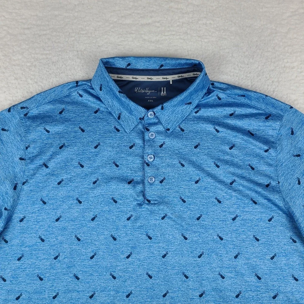 Walter Hagen Polo Shirt Mens 2XL XXL Blue Performance Majors 11 Golf